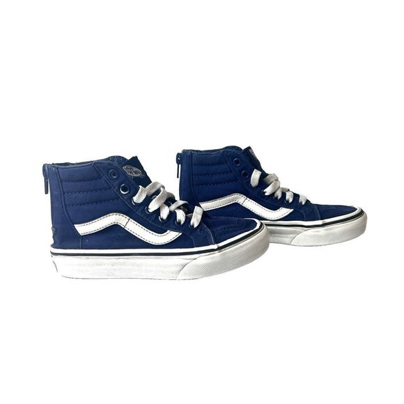 Vans Off The Wall Sk8 Little Kids Size 13 Navy Blue Sneaker Shoe Zip Up High Top - Picture 2 of 11